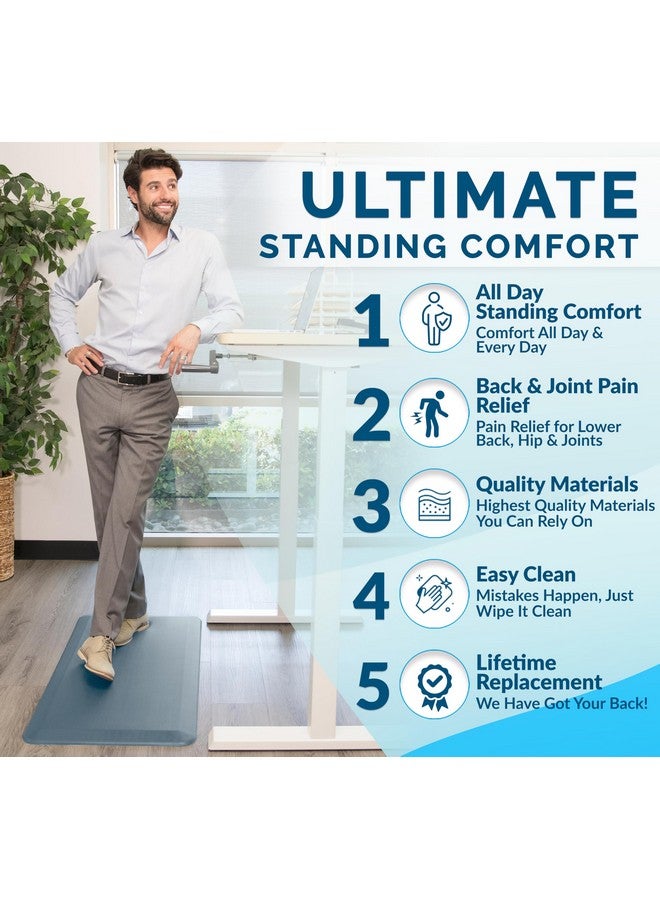 ComfiLife Anti Fatigue Floor Mat - 3/4 Inch Thick Perfect Kitchen Mat, Standing Desk Mat - Comfort at Home, Office, Garage - Durable - Stain Resistant - Non-Slip Bottom (20" x 32", Denim) - Image 2