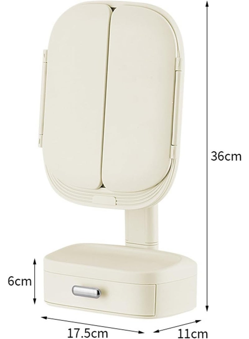 إلترازون Tri-Fold Makeup Mirror with LED Lights – Adjustable Touch Screen Vanity Mirror with 1X/2X/3X Magnification, Foldable Design, 180° Rotation & Dual Power Options, Perfect for Dressing or Travel (Model B) - Image 2