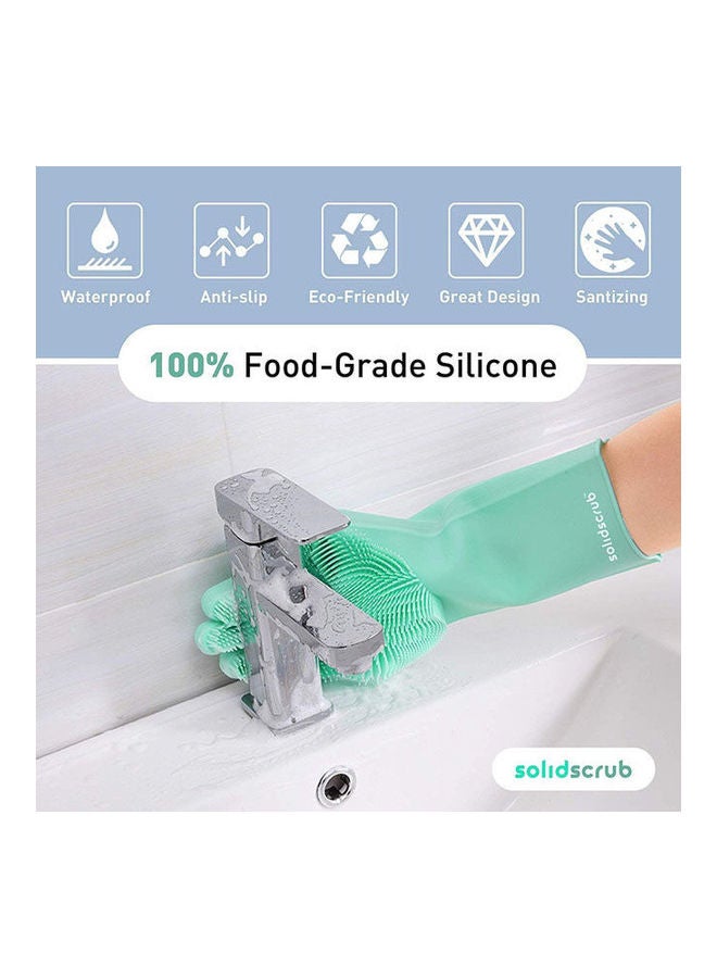 Beauenty Magic Silicone Scrubbing Gloves Food Grade Silicone Dish Washing Reusable Rubber Gloves Heat Resistant Tool For Kitchen Bathroom Car Washing Green - Image 3