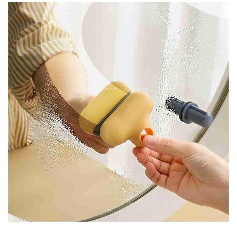 APURK Glass Cleaner Window Cleaning Wiper for Windows Tools Squeegee Brush with Adhesive Wall Mount Holder Mini Silicon TShaped Eraser MultiPurpose Small and Portable Multi Color Pack of 1 - Image 4