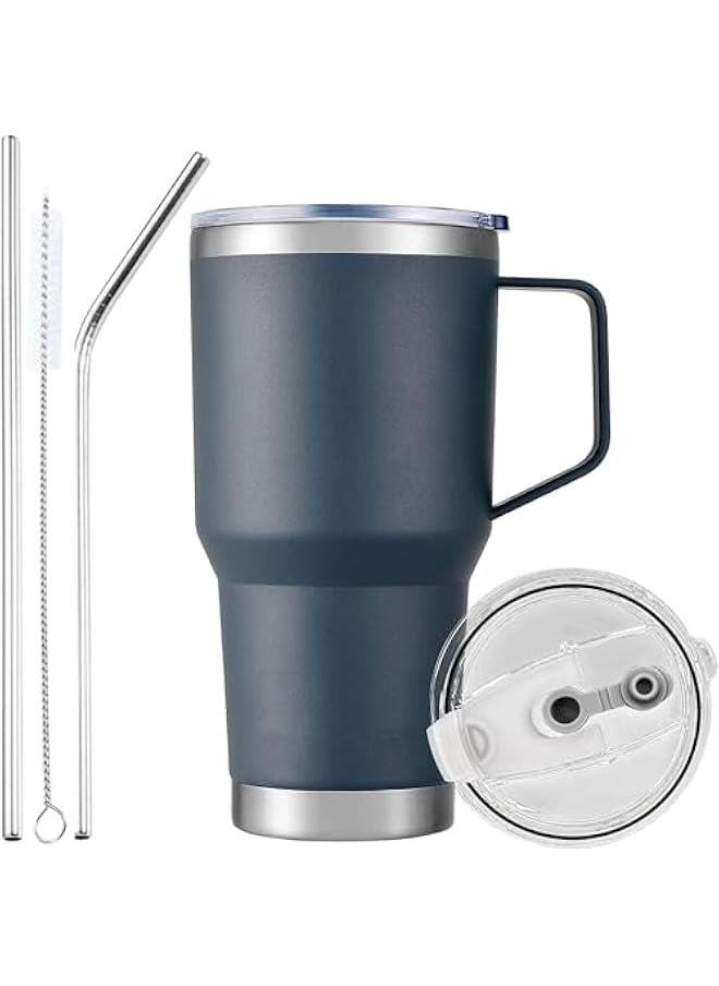 HOOKOR 30oz Insulated Tumbler with Handle and Straws,Stainless Steel Vacuum Insulated Water Coffee Tumbler,Powder Coated Travel Mug for Home, Office, Travel, Party, Car  - Image 1