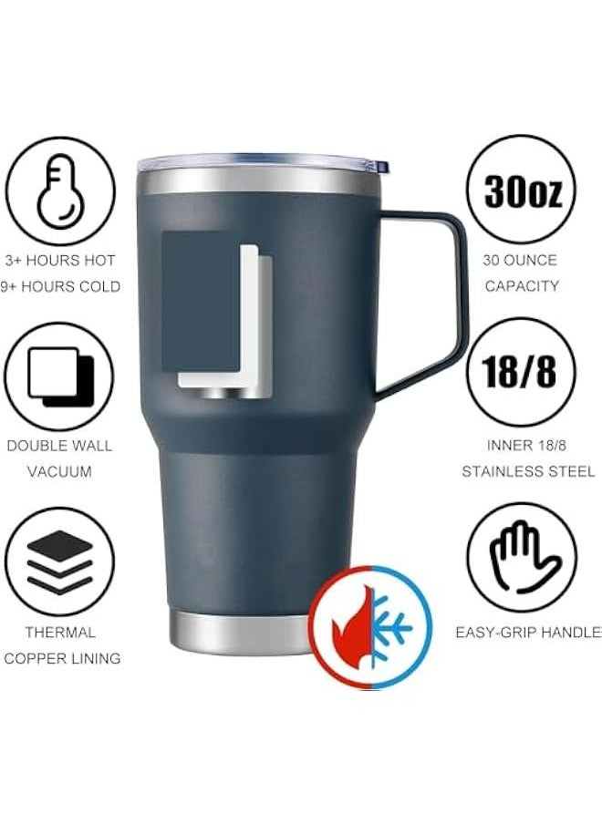 HOOKOR 30oz Insulated Tumbler with Handle and Straws,Stainless Steel Vacuum Insulated Water Coffee Tumbler,Powder Coated Travel Mug for Home, Office, Travel, Party, Car  - Image 5