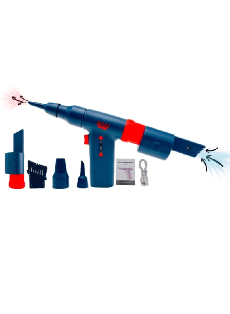 بوس_لايف_ستايل مكنسة كهربائية ومنفاخ هواء محمول للسيارة لاسلكي، مكنسة كهربائية يدوية صغيرة، مروحة تربو بـ 6 سرعات، منفاخ غبار هواء عالي الطاقة قابل لإعادة الشحن، محمول لتنظيف الكمبيوتر المحمول والكمبيوتر الشخصي - Image 1