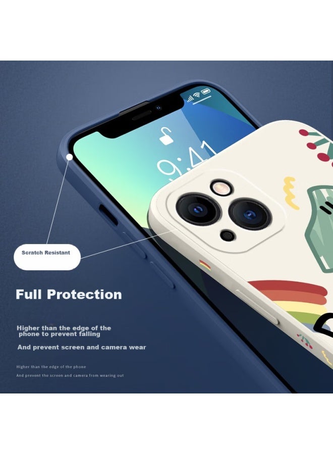 Zitai, Suitable For Apple 12 Phone Case, Liquid Silicone Iphone 12 Protective Cover, Painted Creative Anti-Drop Soft Case [Doodle Winnie The Pooh], 6.1 Inch White - Image 5