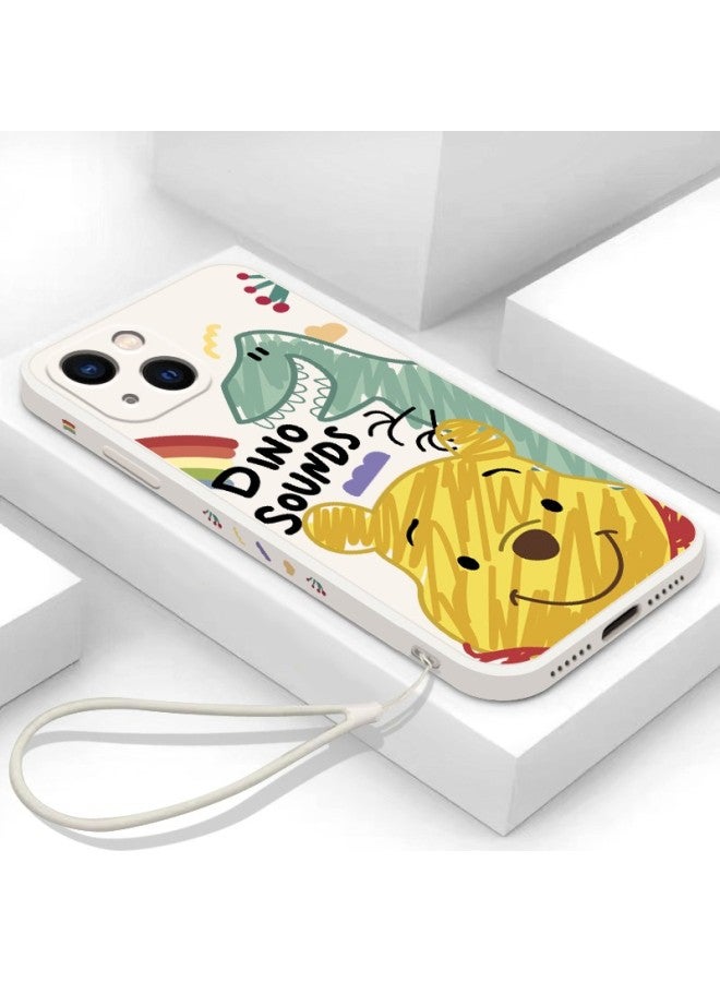 Zitai, Suitable For Apple 12 Phone Case, Liquid Silicone Iphone 12 Protective Cover, Painted Creative Anti-Drop Soft Case [Doodle Winnie The Pooh], 6.1 Inch White - Image 4