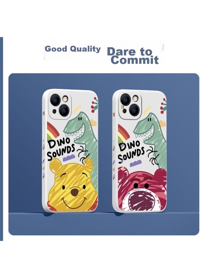 Zitai, Suitable For Apple 12 Phone Case, Liquid Silicone Iphone 12 Protective Cover, Painted Creative Anti-Drop Soft Case [Doodle Winnie The Pooh], 6.1 Inch White - Image 2
