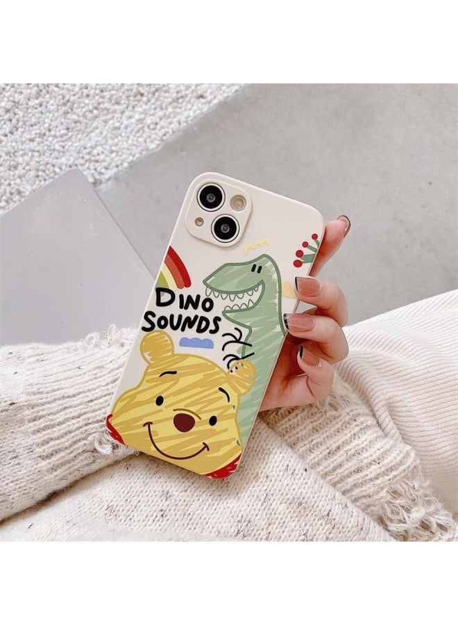 Zitai, Suitable For Apple 12 Phone Case, Liquid Silicone Iphone 12 Protective Cover, Painted Creative Anti-Drop Soft Case [Doodle Winnie The Pooh], 6.1 Inch White - Image 3