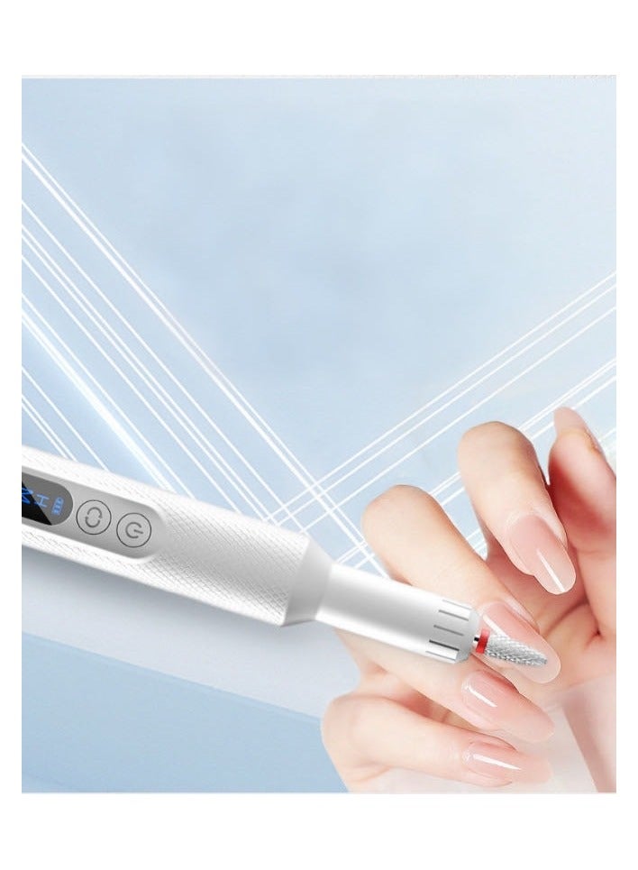 مثقاب أظافر كهربائي لاسلكي، جهاز مبرد أظافر محمول احترافي قابل لإعادة الشحن مزود برؤوس مثقاب، وأشرطة صنفرة لأظافر الجل الأكريليكي، وتلميع مانيكير وباديكير - Image 4