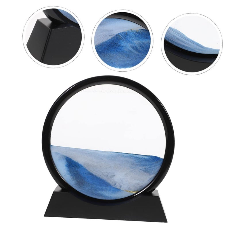 3D Moving Sand Art Decor Hourglass Blue Sand Painting Office Home Decoration 16x15cm - Image 5