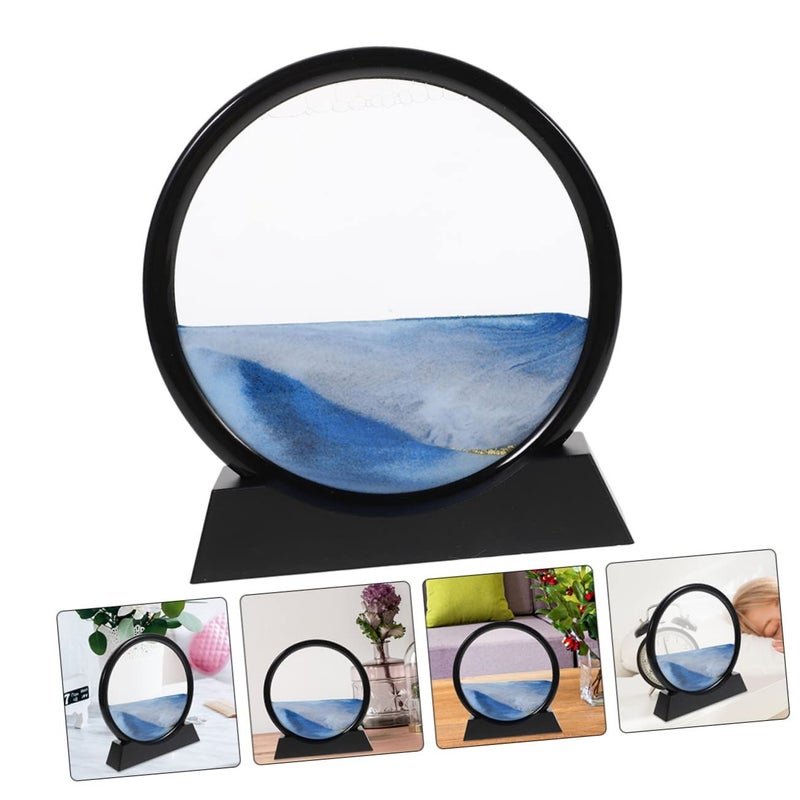 3D Moving Sand Art Decor Hourglass Blue Sand Painting Office Home Decoration 16x15cm - Image 4