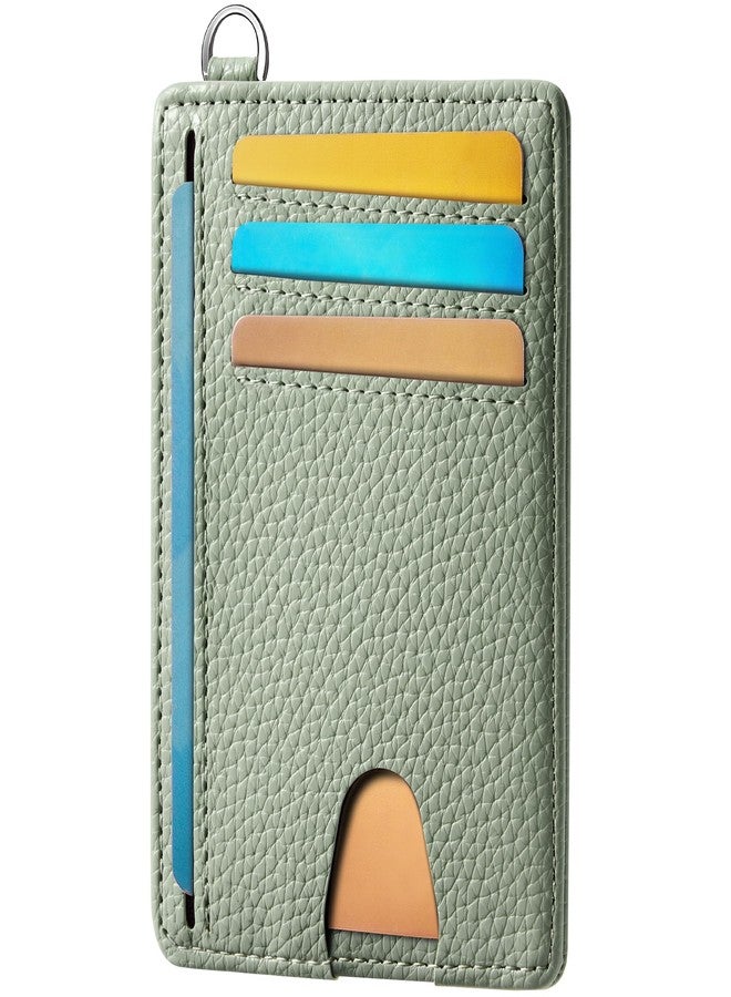 Mayski Slim Wallet, Credit Card Holder for Women, Minimalist Front Pocket RFID Blocking Card Cases, Small Wallet Women Men(Litchi Green) - Image 1