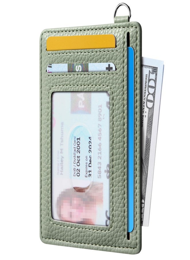 Mayski Slim Wallet, Credit Card Holder for Women, Minimalist Front Pocket RFID Blocking Card Cases, Small Wallet Women Men(Litchi Green) - Image 2