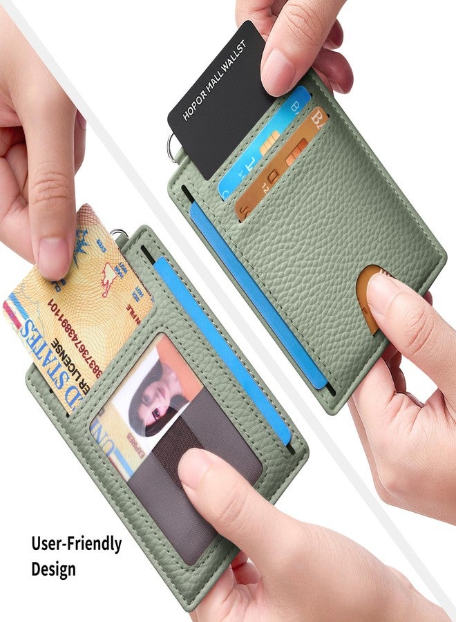 Mayski Slim Wallet, Credit Card Holder for Women, Minimalist Front Pocket RFID Blocking Card Cases, Small Wallet Women Men(Litchi Green) - Image 3