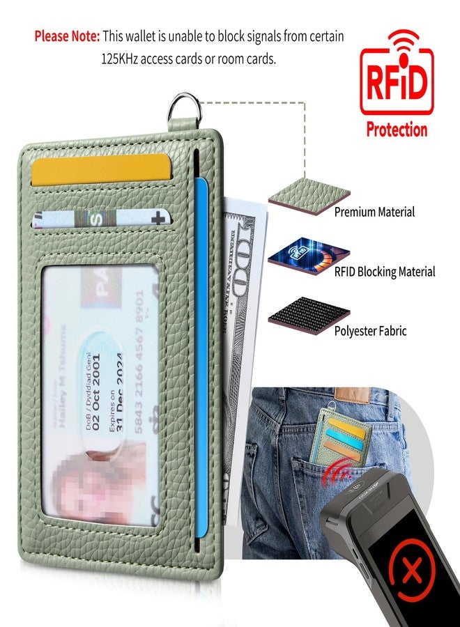 Mayski Slim Wallet, Credit Card Holder for Women, Minimalist Front Pocket RFID Blocking Card Cases, Small Wallet Women Men(Litchi Green) - Image 5