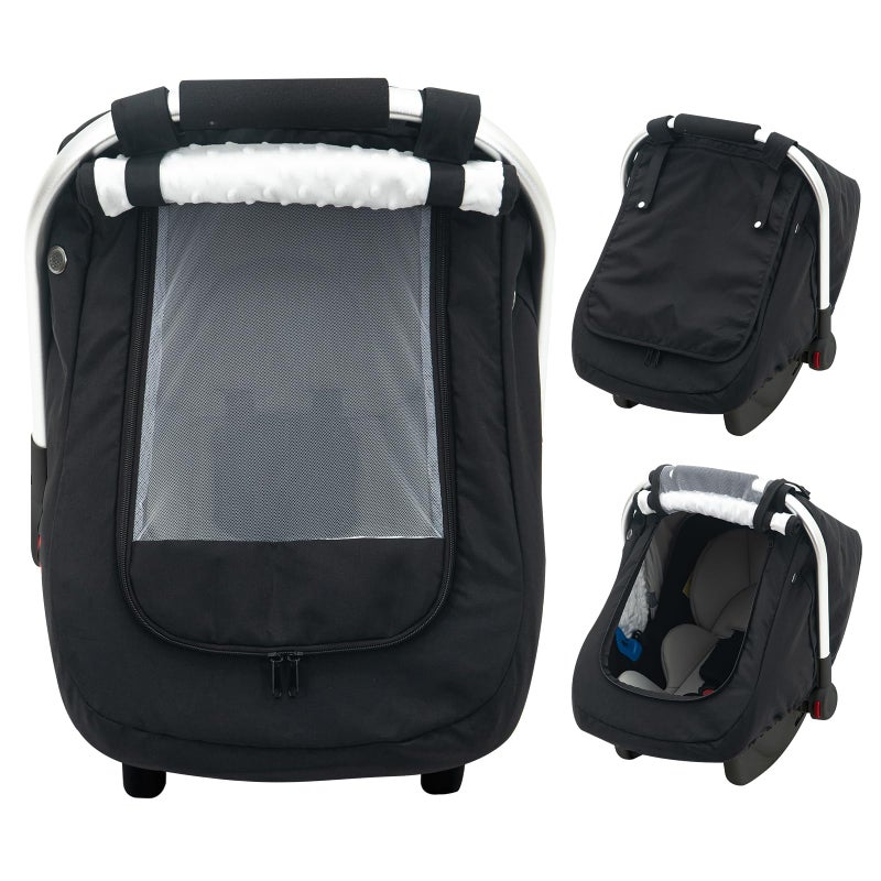Kaseeous Waterproof Baby Car Seat Cover, Warm Carseat Cover for Cold Weather, Infant Car Seat Canopy with 2 Breathable Vents, 3D Mink Dot Baby Carrier Cover for Boys & Girls - Image 1