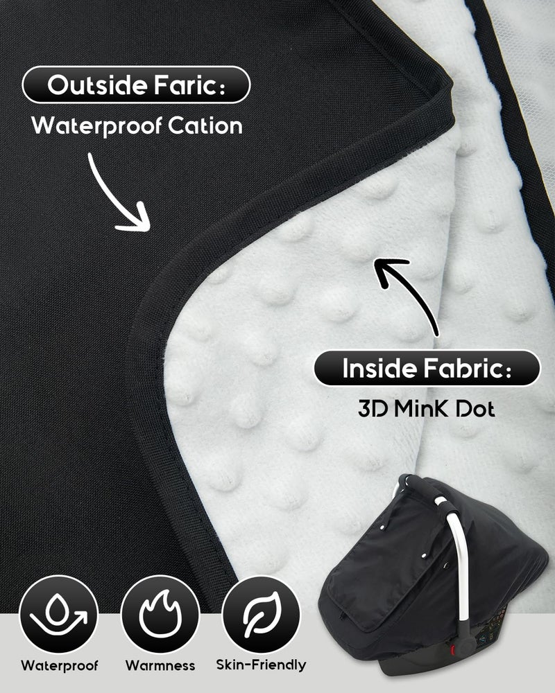 Kaseeous Waterproof Baby Car Seat Cover, Warm Carseat Cover for Cold Weather, Infant Car Seat Canopy with 2 Breathable Vents, 3D Mink Dot Baby Carrier Cover for Boys & Girls - Image 2