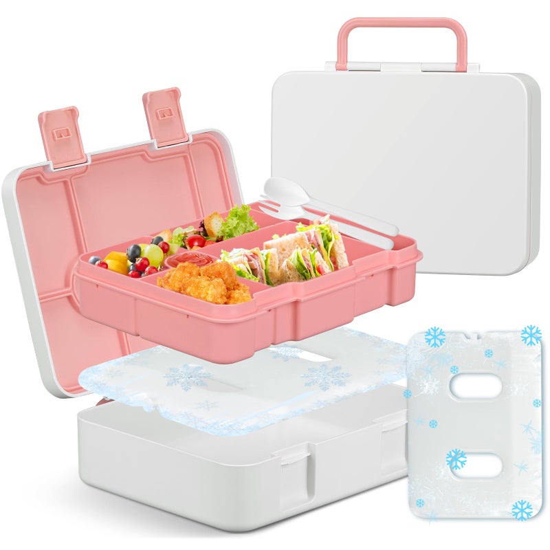 JOOPETALK Chill Bento Lunch Box for Kids Adult with Ice Pack6Compartment Reusable Leakproof Lunch Container for Girls Boys to SchoolKeep Food ColdFreshDishwasher  Freezer Safe