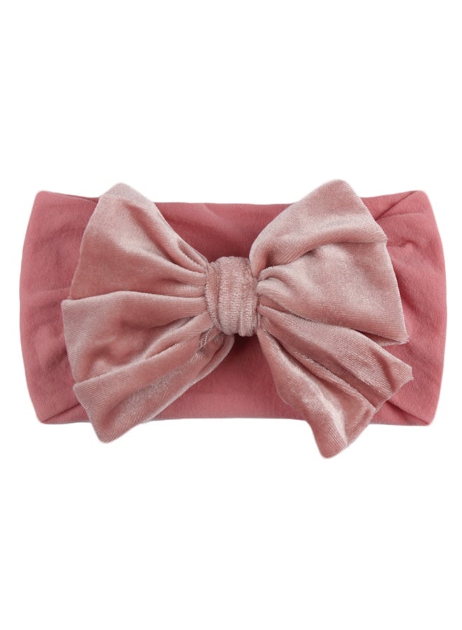 5 Pcs Baby Girls Bow Headband Pleuche Velvet Stretchy Elastic Bow Knotted Turban for Baby Toddler Infant - Image 4