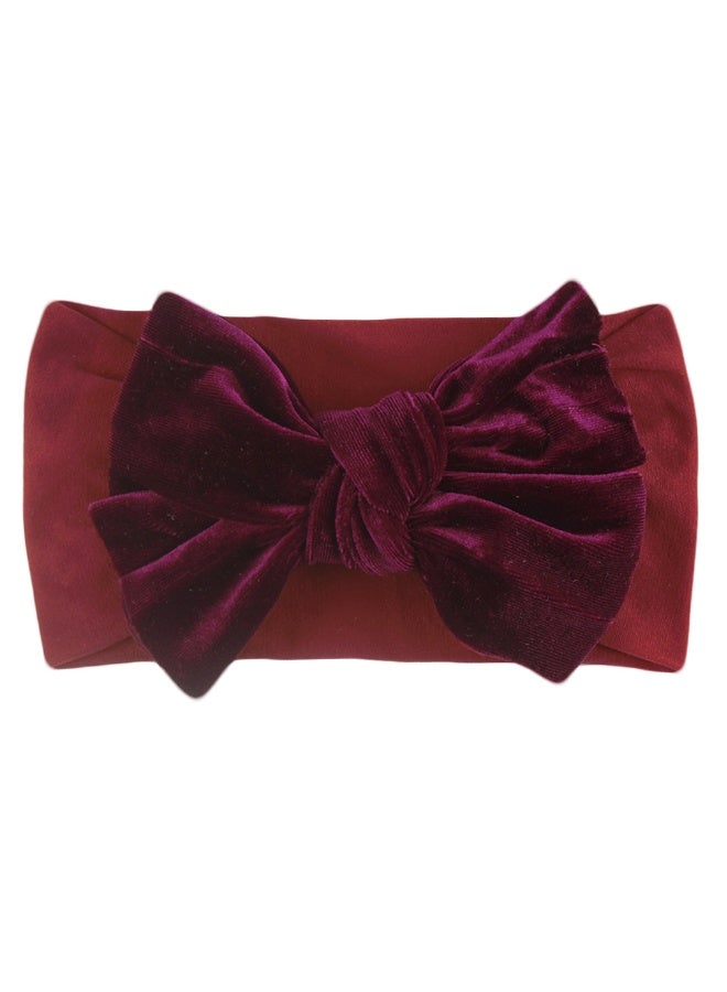5 Pcs Baby Girls Bow Headband Pleuche Velvet Stretchy Elastic Bow Knotted Turban for Baby Toddler Infant - Image 3