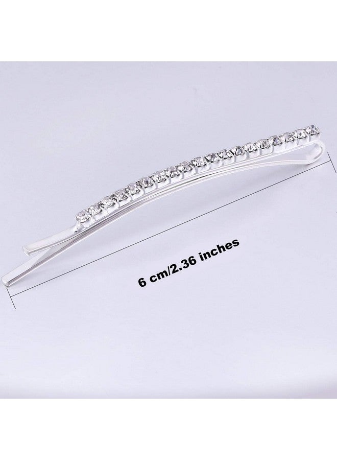 TecUnite 16 Pcs Rhinestone Bobby Pins Bling Decorative Hair Pins Metal Diamond Clear Crystal Fancy Hair Clips Barrette Accessories for Women Bridal Wedding Party Daily, 2.36 Inch (Silver) - Image 4
