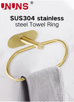 UNUNS Bathroom Hardware Accessories,5PCS Stainless Steel Bathroom Adhesive Towel Rack Set,Wall Mount Towel Ring Robe Towel Hooks For Bathroom  - Image 3