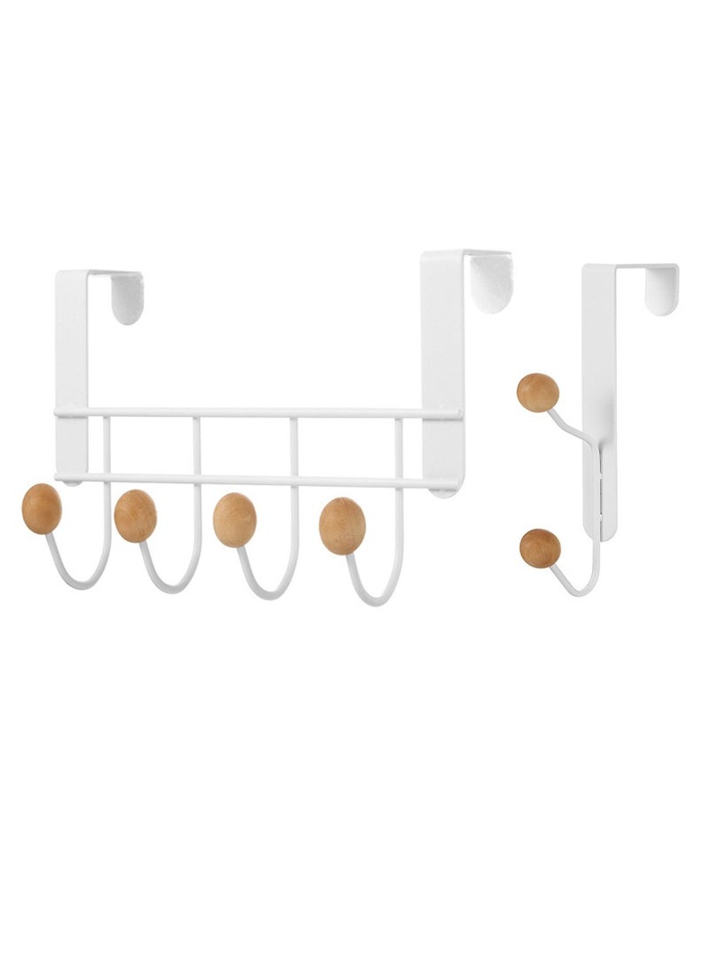 Excefore Over The Door Hooks, 2 Packs Sturdy Metal Over Door Coat Rack Door Coat Hanger for Hanging Clothes Hats Robes Towels Purses, Behind Back of Bathroom Bedroom - White  - Image 1