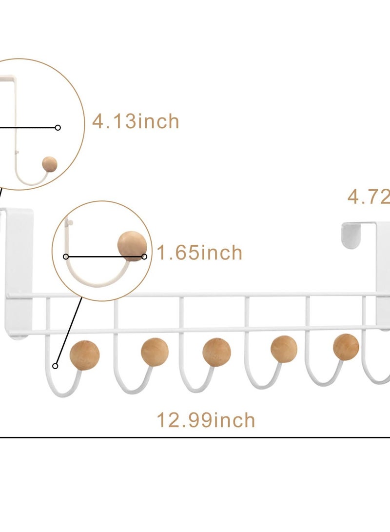 Excefore Over The Door Hooks, 2 Packs Sturdy Metal Over Door Coat Rack Door Coat Hanger for Hanging Clothes Hats Robes Towels Purses, Behind Back of Bathroom Bedroom - White  - Image 2