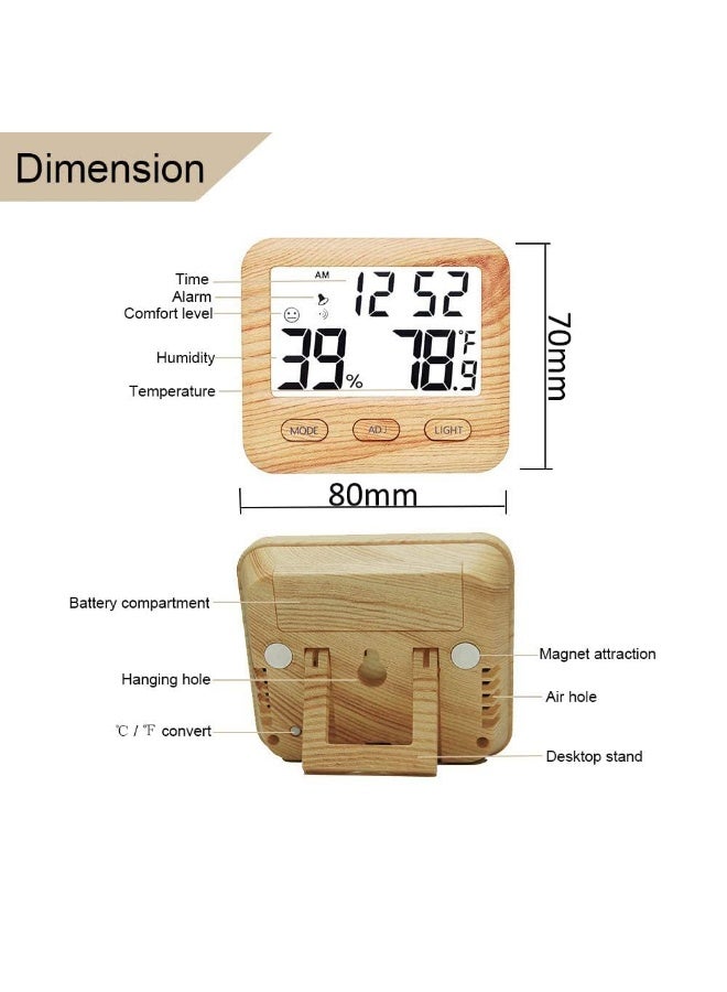 HZYH Digital Hygrometer Indoor Thermometer with Clock, Temperature Humidity Monitor with Backlight, Alarm & Snooze, Wall Mount or Magnetic, for Home Greenhouse Pet Reptile Cellar Use - Image 2