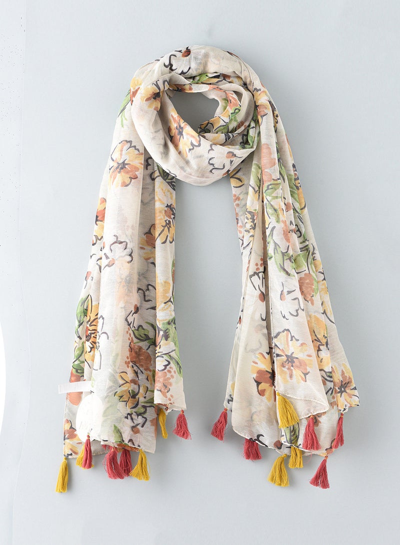 Glamz Yellow  Printed Scarf 50x180 cm - Image 1