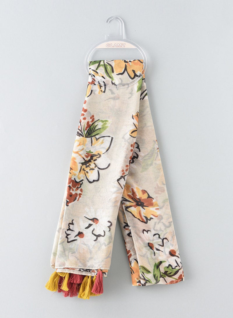 Glamz Yellow  Printed Scarf 50x180 cm - Image 2