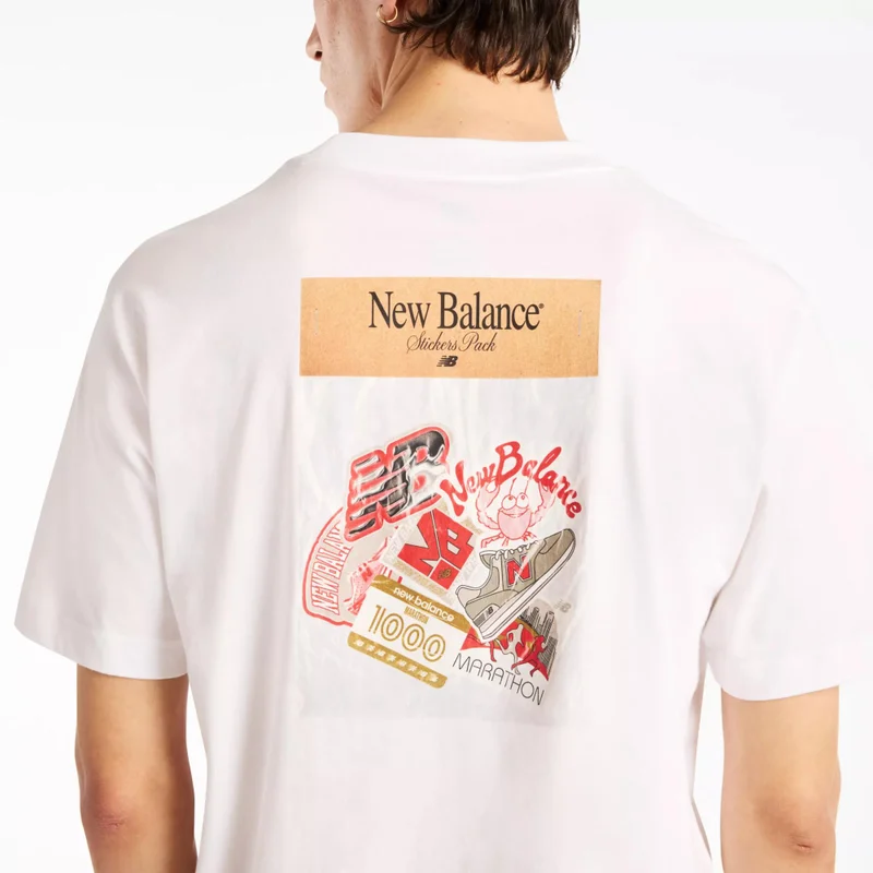 New Balance White Men's Sticker Pack Bundle T-Shirt for Men | Best Price UAE