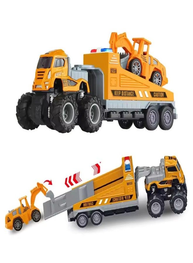 STOFFIER GARTEN 1:43 4WD Alloy Big Size Container Truck Toy for Kids with Friction Powered Miniature Car Vehicle Toy for Kids Boys (Engineering Excavator Truck) - Image 2