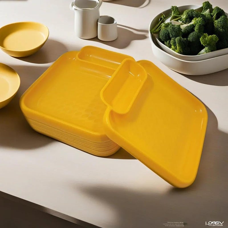 BHOJANWARE Perfect Addition to Your Kitchen Utensils and Plates Collection.- Set of 12 in Yellow Color-(Size 7.5 Inch / 19 CM) - Image 1