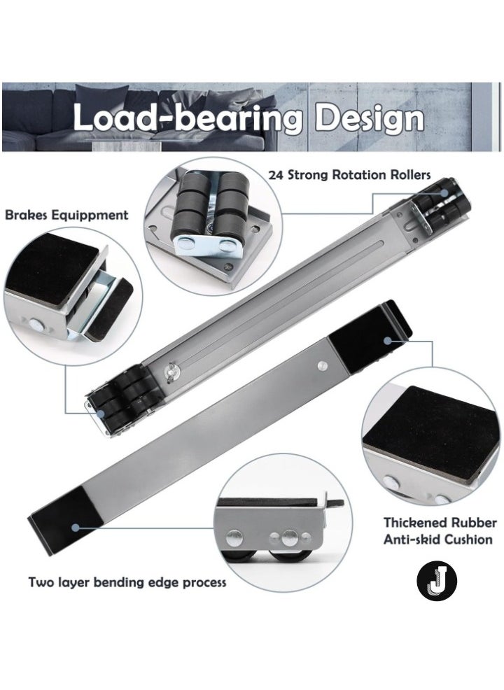 Gravity "Universal Extendable Furniture Appliance Rollers with 24 Rollers & Brakes – Heavy-Duty Mover Tools for Washing Machines, Refrigerators, Dryers, Strong Bearing Base, Grey"  - Image 2