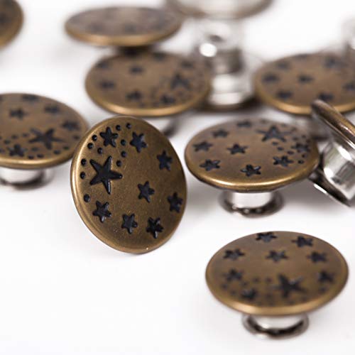 MASONEE 20 Sets 17mm Replacement Jeans Buttons Pants Metal Button Snap Denim Buttons Replacement Kit Suspender No Sew Buttons with Rivets - Image 3