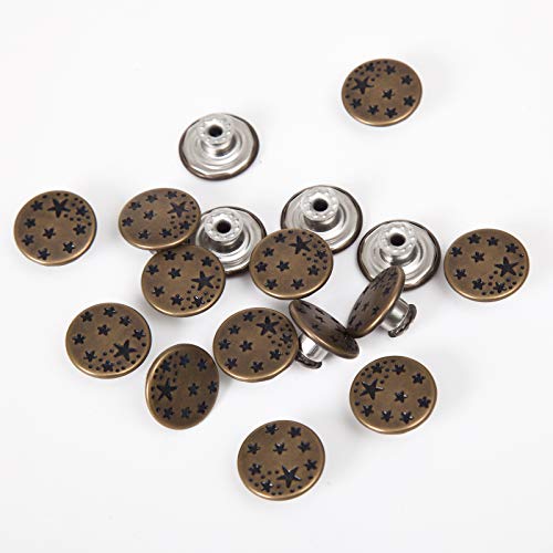 MASONEE 20 Sets 17mm Replacement Jeans Buttons Pants Metal Button Snap Denim Buttons Replacement Kit Suspender No Sew Buttons with Rivets - Image 2