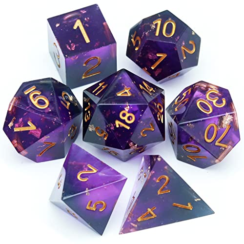 Haxtec DND Dice Set Sharp Edge Resin Dice with Dice Case Purple Black DD Dice for RPG Role Playing Games Compatible with Dungeons and Dragons Gift War Series - Image 1