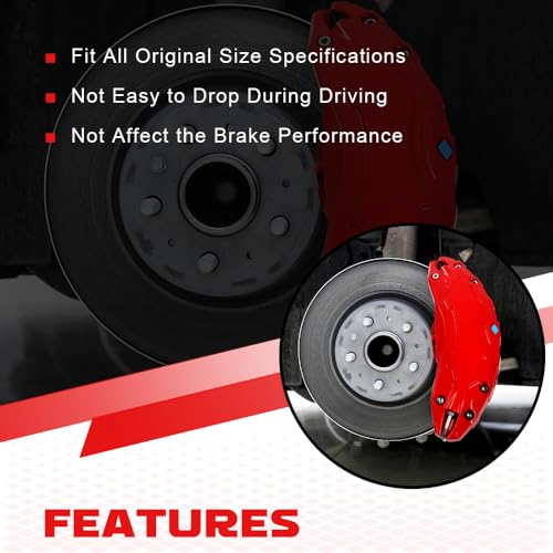 MIKODA Caliper Covers for Tesla model Y 19" 20", 19in 20in Wheel Hub Front and Rear Brake Caliper Covers Compatible with Tesla Model Y 2017-2023 (Red) - Image 4
