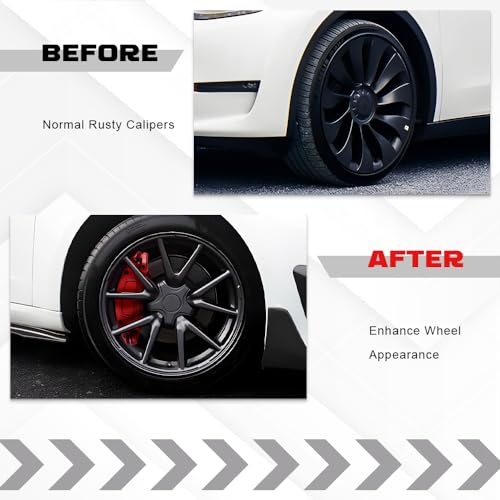 MIKODA Caliper Covers for Tesla model Y 19" 20", 19in 20in Wheel Hub Front and Rear Brake Caliper Covers Compatible with Tesla Model Y 2017-2023 (Red) - Image 5