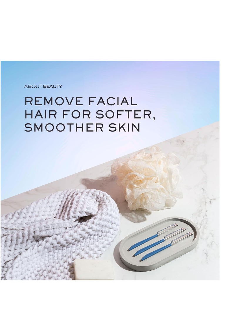 About Face Kai About Face Pro-Premium Professional Facial Razors; 3 Beauty Groomers per Package; Stainless Steel Razors for Hair Removal and Dermaplaning from Face, Neck, & Hairline  - Image 3