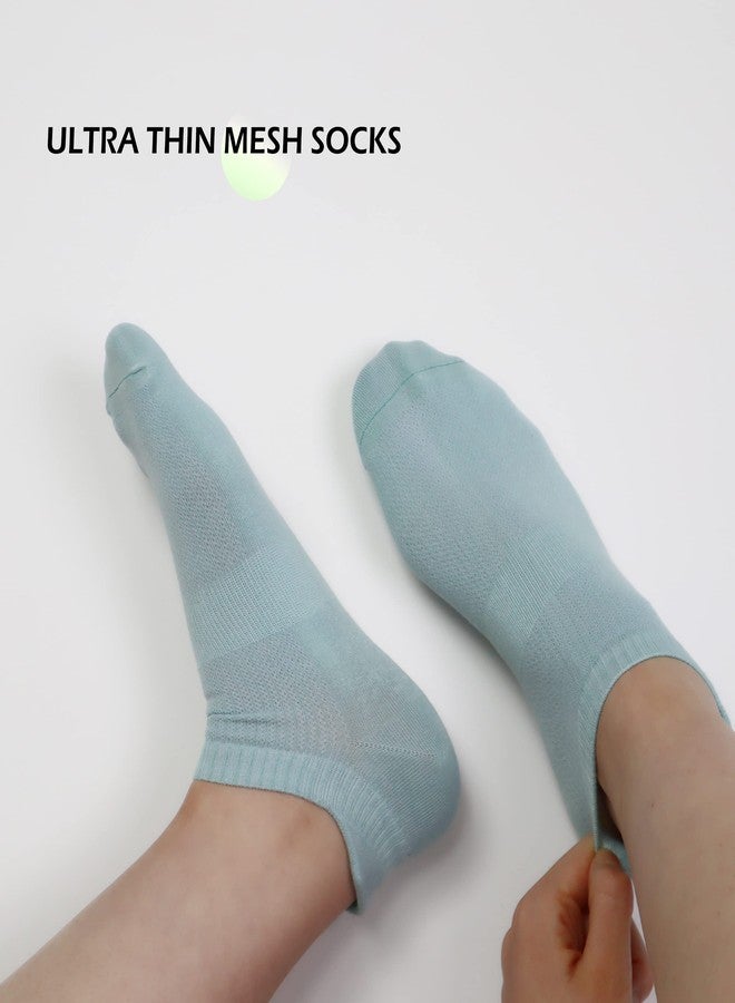 SERISIMPLE جوارب نسائية رقيقة للغاية من فسكوز الخيزران، قصيرة غير ظاهرة، جيدة التهوية، منخفضة الكاحل، مضادة للروائح، داعمة لقوس القدم، جوارب شبكية، 5 أزواج (ألوان مختلطة) - Image 4