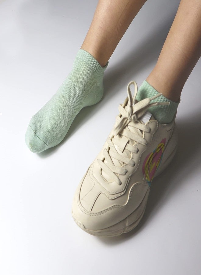 SERISIMPLE جوارب نسائية رقيقة للغاية من فسكوز الخيزران، قصيرة غير ظاهرة، جيدة التهوية، منخفضة الكاحل، مضادة للروائح، داعمة لقوس القدم، جوارب شبكية، 5 أزواج (ألوان مختلطة) - Image 5