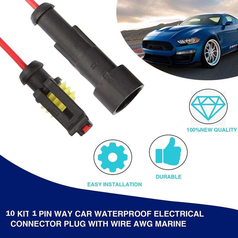ZOZOE 10 Kits 1 Pin Car Connector Waterproof Electrical Connector, Male and Female Way 18 AWG Wire Plug Socket Kit for Truck, Motorcycle, Boat and Other Wire Connection - Image 5