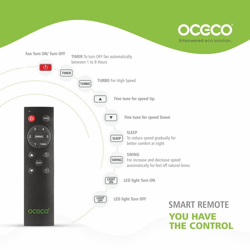 OCECO Ecos Grey 1200mm BLDC Ceiling Fan with Remote Control 3 Blade 6Speed Modern Ceiling Fan 5Star Rated Energy Ceiling Fan with Reliable 2Year Warranty - Image 5