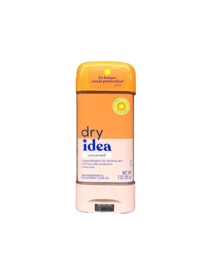 Dry idea Anti-perspirant Deodorant Clear Gel, unscented - 3 Oz - Image 1