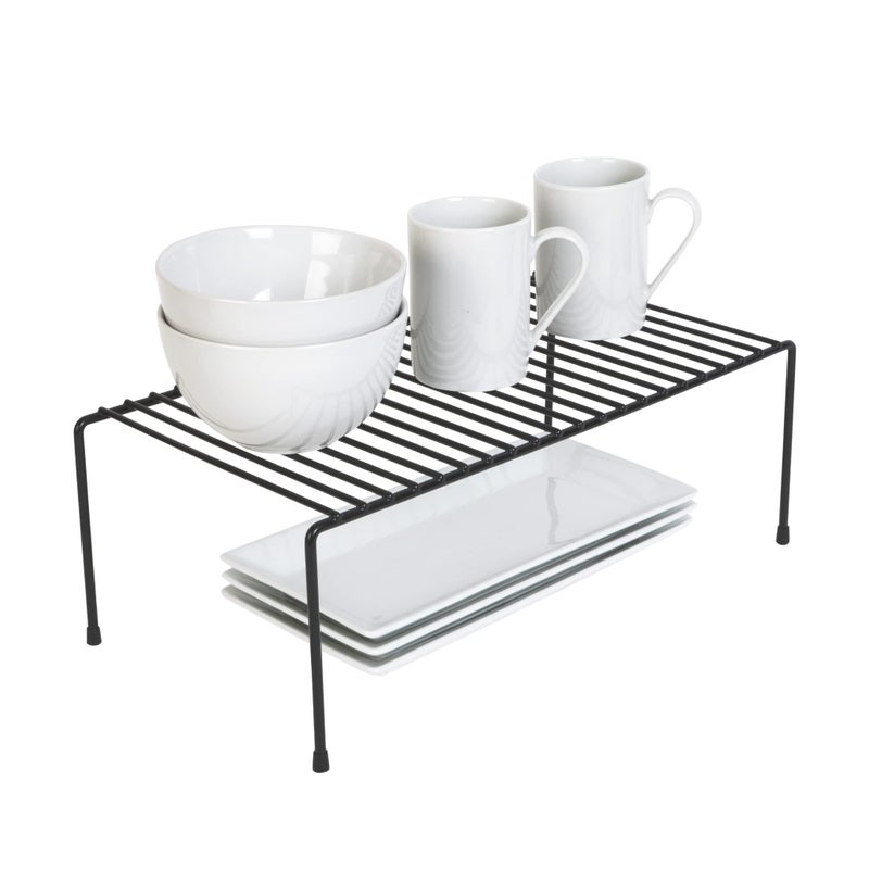 Smart Design Cabinet Storage Shelf Rack - Large (8.5 x 16 Inch) - Steel Metal Wire - Cupboard, Plate, Dish, Counter & Pantry Organizer Organization - Kitchen [Black] - Image 1