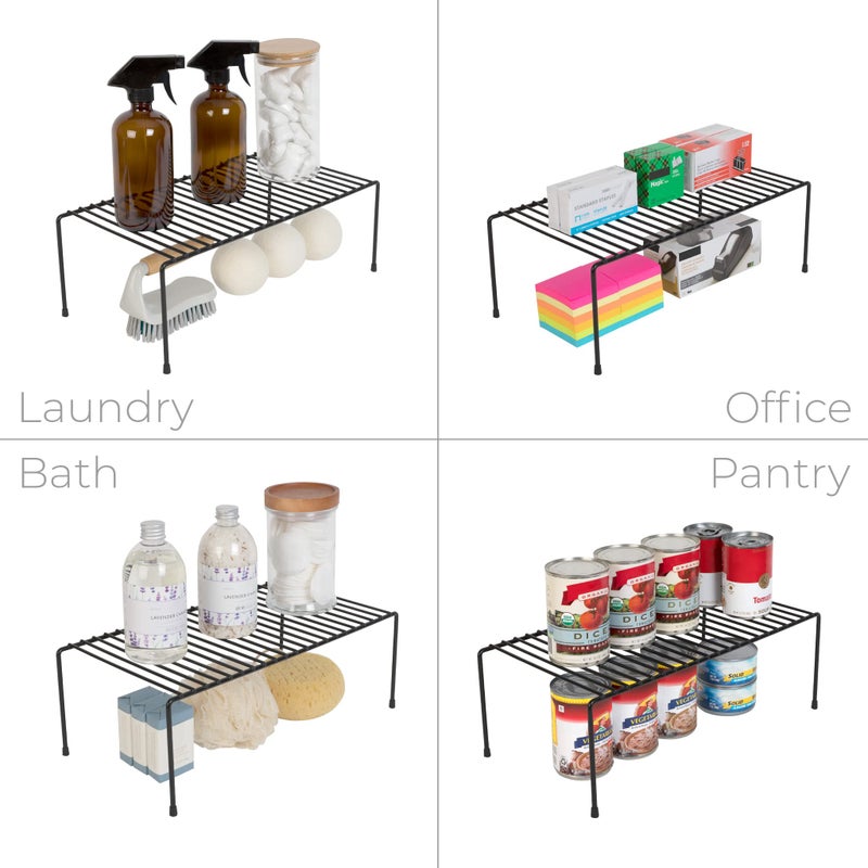 Smart Design Cabinet Storage Shelf Rack - Large (8.5 x 16 Inch) - Steel Metal Wire - Cupboard, Plate, Dish, Counter & Pantry Organizer Organization - Kitchen [Black] - Image 5