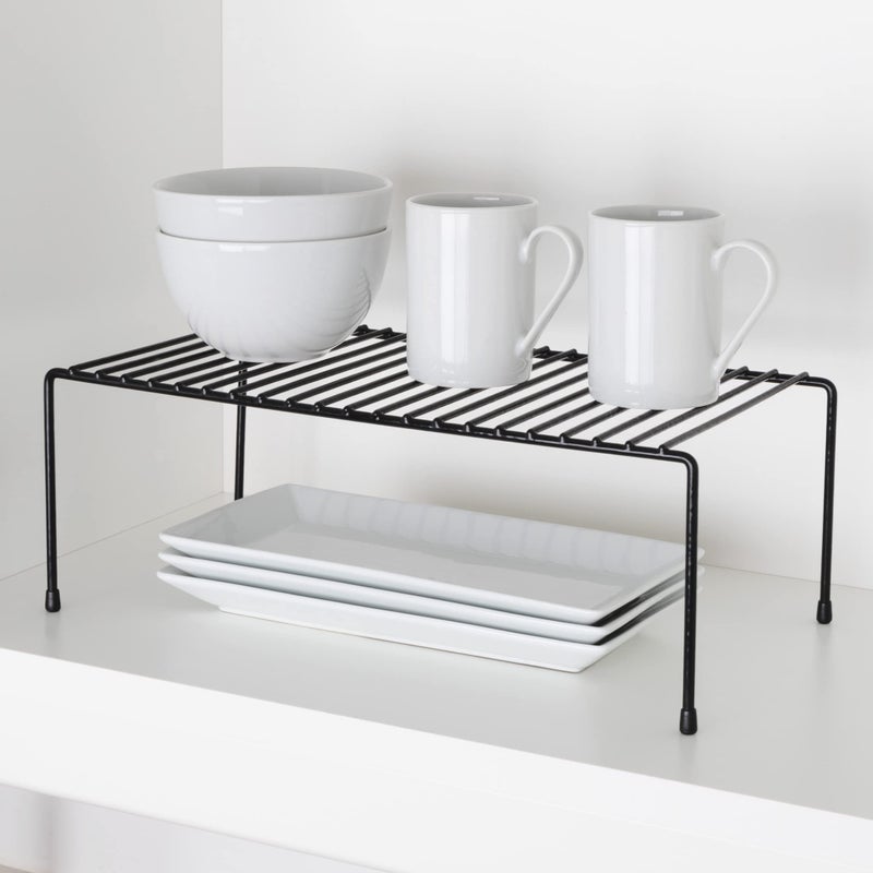 Smart Design Cabinet Storage Shelf Rack - Large (8.5 x 16 Inch) - Steel Metal Wire - Cupboard, Plate, Dish, Counter & Pantry Organizer Organization - Kitchen [Black] - Image 2