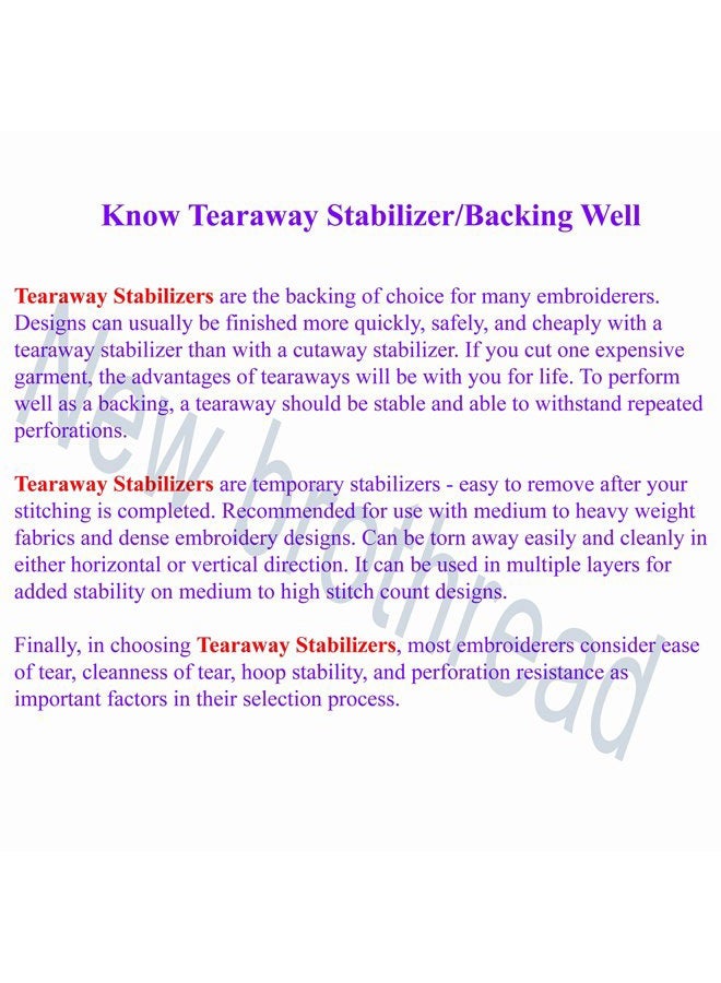 New Brothread Tear Away Machine Embroidery Stabilizer Backing 8"x8" - 100 Precut Sheets - Medium Weight 1.8 oz- Fits 4x4 and 6x6 Hoops - Image 3