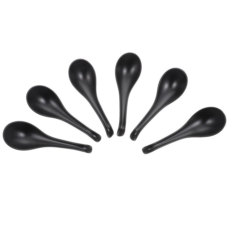 6 Pcs Melamine Long Handle Soup Spoons with Hooked Handle for Kitchen Dining Restaurant - Image 2